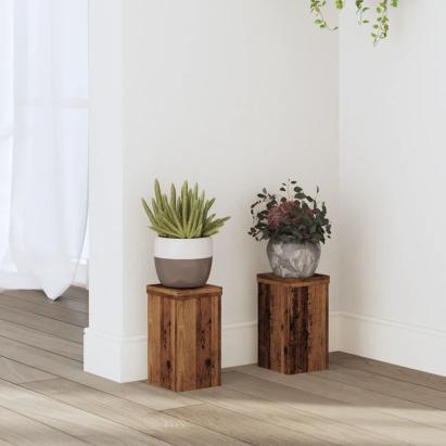 Suporturi de plante 2 buc lemn vechi 10x10x18 cm lemn prelucrat GartenMobel Dekor