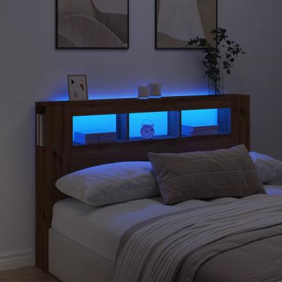 Tăblie de pat cu LED, stejar artizanal, 160x18,5x103,5 cm, lemn GartenMobel Dekor