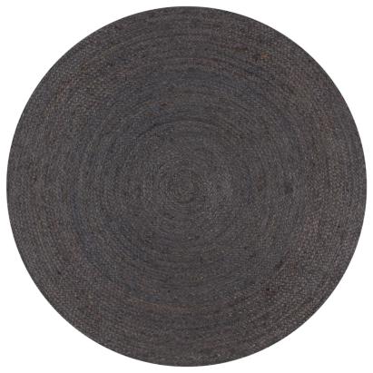 Covor manual, gri închis, 150 cm, iută, rotund GartenMobel Dekor