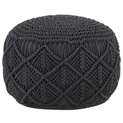 Taburet puf macrame lucrat manual, antracit, 45x30 cm, bumbac GartenMobel Dekor