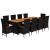 Set mobilier de exterior cu perne, 11 piese, negru, poliratan GartenMobel Dekor