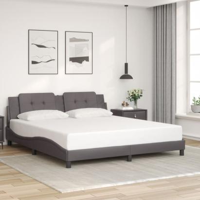 Cadru de pat cu tăblie, gri, 180x200 cm, piele ecologică GartenMobel Dekor