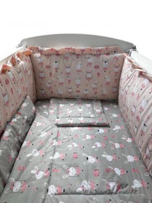 Lenjerie Dancing Bunny Gray-Pink 4+1 piese 120x60 cm GreatGoods Plaything