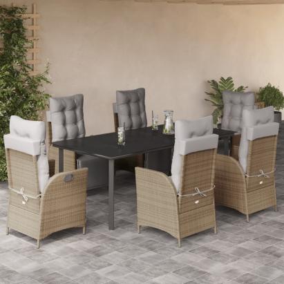 Set mobilier pentru grădină, 7 piese, cu perne, bej, poliratan GartenMobel Dekor