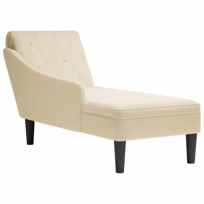 Șezlong cu pernă și cotieră dreaptă, crem, textil GartenMobel Dekor