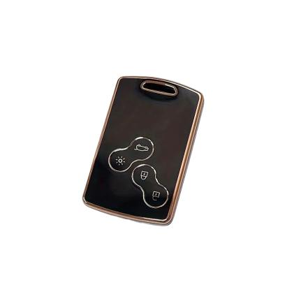 Husa TPU Renault Captur, Clio 4, Koleos, 4 Butoane, KEYLESS, Negru cu contur auriu AutoProtect KeyCars