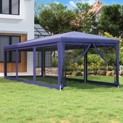Cort de petrecere cu 8 pereți din plasă, albastru, 3x9 m, HDPE GartenMobel Dekor