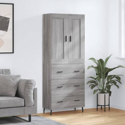 Dulap înalt, gri sonoma, 69,5x34x180 cm, lemn compozit GartenMobel Dekor