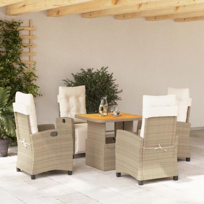 Set mobilier de grădină cu perne, 5 piese, bej, poliratan GartenMobel Dekor