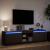 Dulap TV cu LED, negru, 180x34x50 cm, lemn prelucrat GartenMobel Dekor