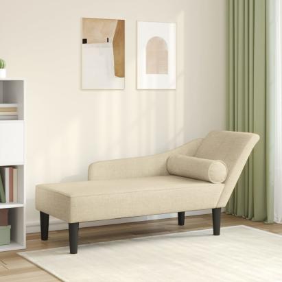 Șezlong cu perne, crem, material textil GartenMobel Dekor