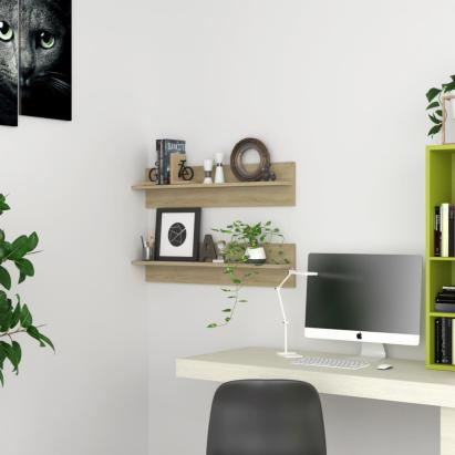 Rafturi de perete, 2 buc., stejar sonoma, 80x11,5x18 cm, PAL GartenMobel Dekor