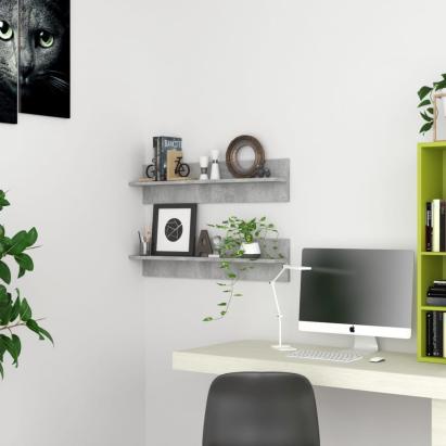 Rafturi de perete 2 buc. gri beton 80x11,5x18 cm lemn prelucrat GartenMobel Dekor