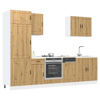 Set dulap de bucătărie 7 piese „Kalmar” stejar artizanal lemn GartenMobel Dekor