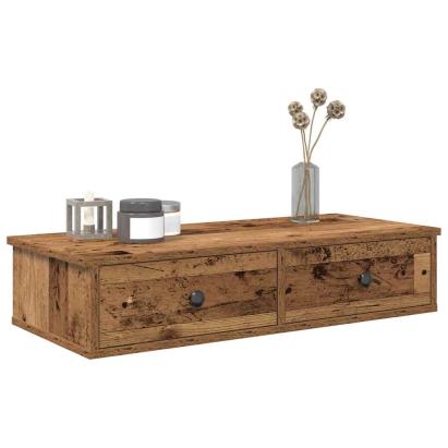 Raft de perete cu sertare Lemn vechi 80x31x17 cm Lemn prelucrat GartenMobel Dekor