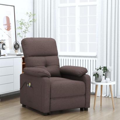 Fotoliu de masaj electric, maro închis, material textil GartenMobel Dekor