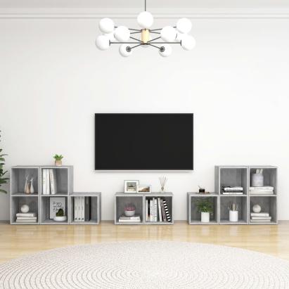 Set de dulapuri TV, 8 piese, gri beton, lemn prelucrat GartenMobel Dekor