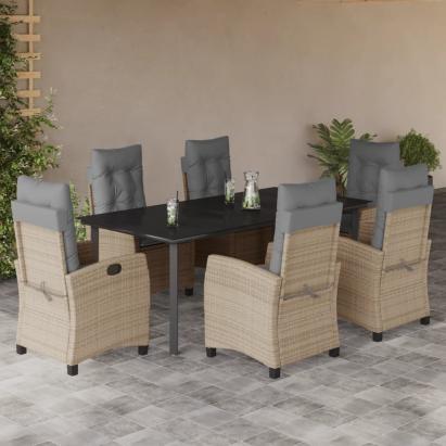 Set mobilier pentru grădină, 7 piese, cu perne, bej, poliratan GartenMobel Dekor