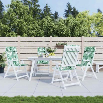 Perne de scaun spătar înalt, 4 buc, model frunze, textil Oxford GartenMobel Dekor