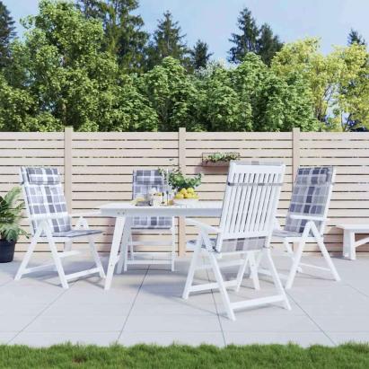 Perne scaun spătar înalt 4 buc, gri, carouri, țesătură Oxford GartenMobel Dekor