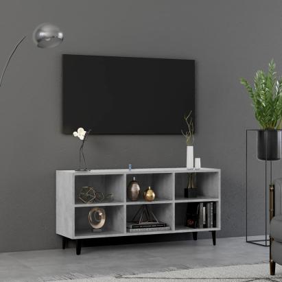 Comodă TV cu picioare metalice, gri beton, 103,5x30x50 cm GartenMobel Dekor