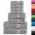 Set de prosoape premium SOLUND, 8 piese, gri, 600 g/m² GartenMobel Dekor