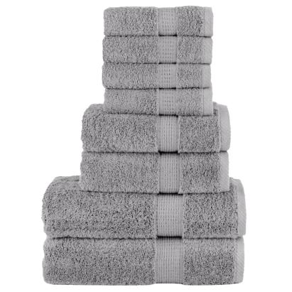 Set de prosoape premium SOLUND, 8 piese, gri, 600 g/m² GartenMobel Dekor