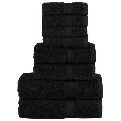 Set de prosoape premium SOLUND, 8 piese, negru, 600 g/m² GartenMobel Dekor