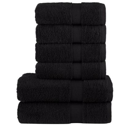 Set de prosoape premium SOLUND, 6 piese, negru, 600 g/m² GartenMobel Dekor