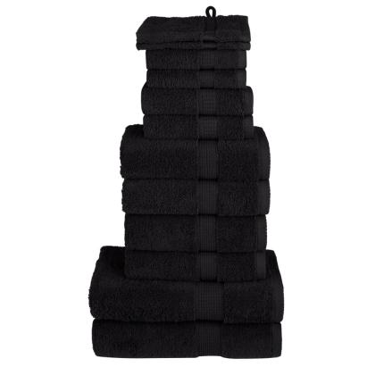 Set de prosoape premium SOLUND, 12 piese, negru, 600 g/m² GartenMobel Dekor