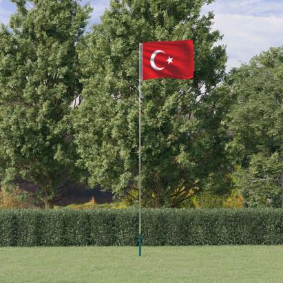 Steag Turcia și stâlp din aluminiu, 5,55 m GartenMobel Dekor