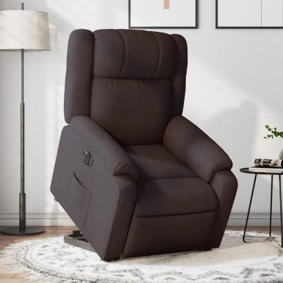 Fotoliu electric rabatabil cu ridicare, maro închis, textil GartenMobel Dekor