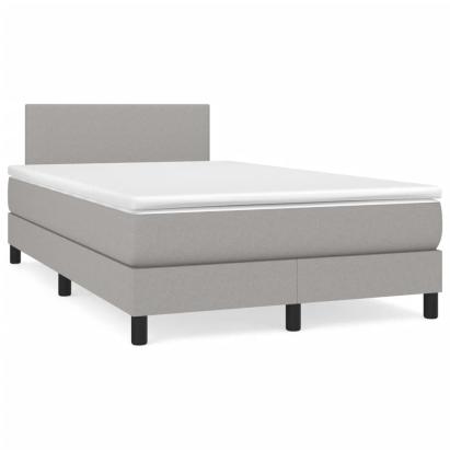 Pat box spring cu saltea, gri deschis, 120x190 cm, textil GartenMobel Dekor