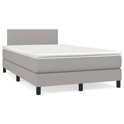Pat box spring cu saltea, gri deschis, 120x190 cm, textil GartenMobel Dekor