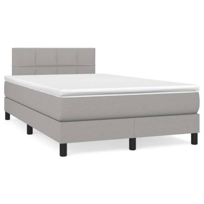 Pat box spring cu saltea, gri deschis, 120x190 cm, textil GartenMobel Dekor