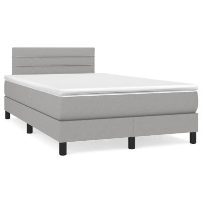 Pat box spring cu saltea, gri deschis, 120x190 cm, textil GartenMobel Dekor