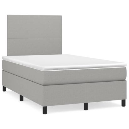 Pat box spring cu saltea, gri deschis, 120x190 cm, textil GartenMobel Dekor