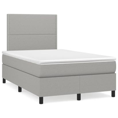 Pat box spring cu saltea, gri deschis, 120x190 cm, textil GartenMobel Dekor