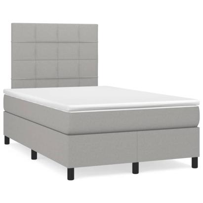 Pat box spring cu saltea, gri deschis, 120x190 cm, textil GartenMobel Dekor
