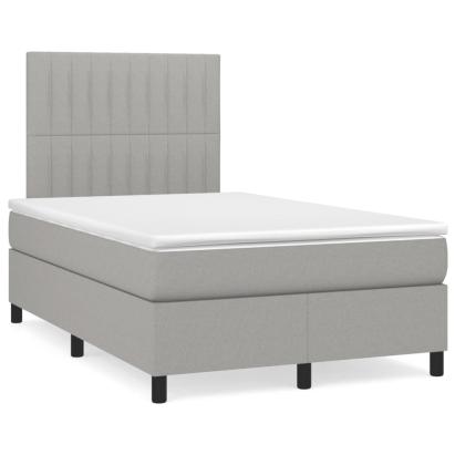 Pat box spring cu saltea, gri deschis, 120x190 cm, textil GartenMobel Dekor