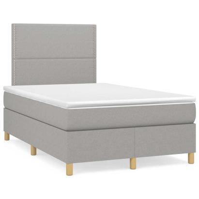 Pat box spring cu saltea, gri deschis, 120x190 cm, textil GartenMobel Dekor
