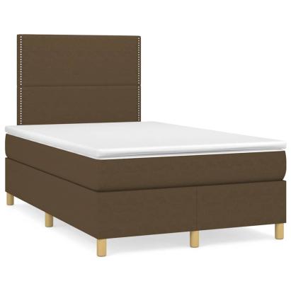 Pat box spring cu saltea, maro închis, 120x190 cm, textil GartenMobel Dekor