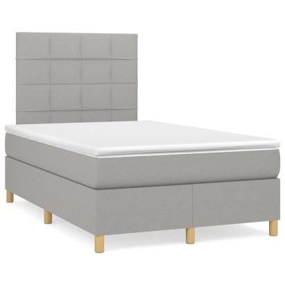 Pat box spring cu saltea, gri deschis, 120x190 cm, textil GartenMobel Dekor