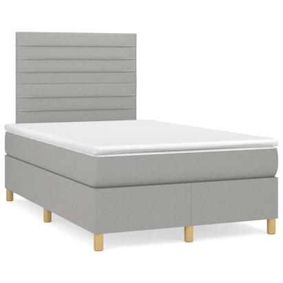 Pat box spring cu saltea, gri deschis, 120x190 cm, textil GartenMobel Dekor