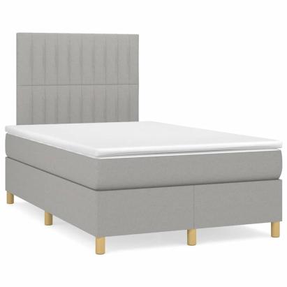 Pat box spring cu saltea, gri deschis, 120x190 cm, textil GartenMobel Dekor