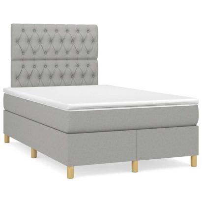 Pat box spring cu saltea, gri deschis, 120x190 cm, textil GartenMobel Dekor
