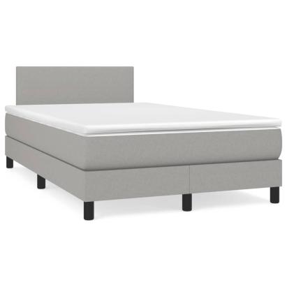 Pat cu arcuri, saltea și LED, gri deschis, 120x190 cm, textil GartenMobel Dekor