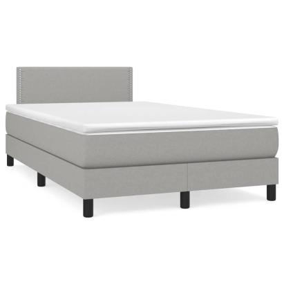 Pat cu arcuri, saltea și LED, gri deschis, 120x190 cm, textil GartenMobel Dekor