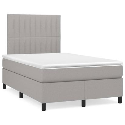 Pat cu arcuri, saltea și LED, gri deschis, 120x190 cm, textil GartenMobel Dekor
