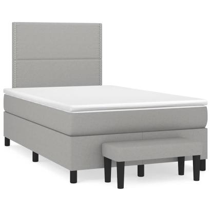 Pat box spring cu saltea, gri deschis, 120x190 cm, textil GartenMobel Dekor